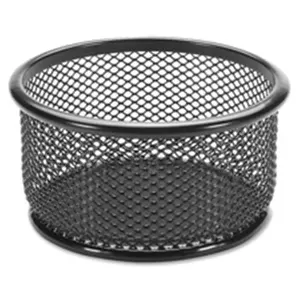 Lorell  Paper Clip Holder- 3.75 in. x 3.88 in.- Black Mesh