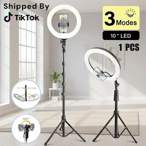 10 Inch LED Ring Light with 64" Tripod Stand Vlogging Kit – 3-Color Adjustable Lighting for YouTube/TikTok Videos, Selfie, Live Stream, and Makeup, Video Light Perfect for Smartphones, Universal Compatibility#Easter Gift#mother's day gifts
