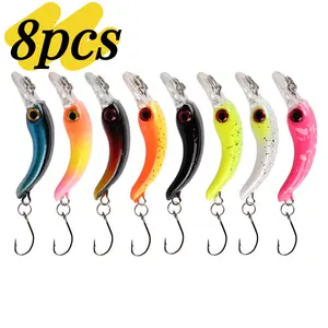 8pcs Micro Floating Minnow Lures 1.57inch 1.4g with Rattle Chamber Sharp Single Hook Multi-Color Realistic Eyes Crankbait Hard Bait for Trout Pike Bass Freshwater Fishing Lures Vibrant Colors Pike Fishing