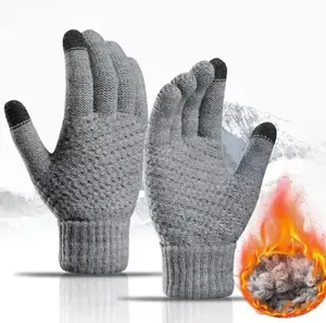 Women Men Warm Winter Touch Screen Gloves Stretch Classical Knit Mittens Wool Full Finger Outdoor Cycling Driving Glove