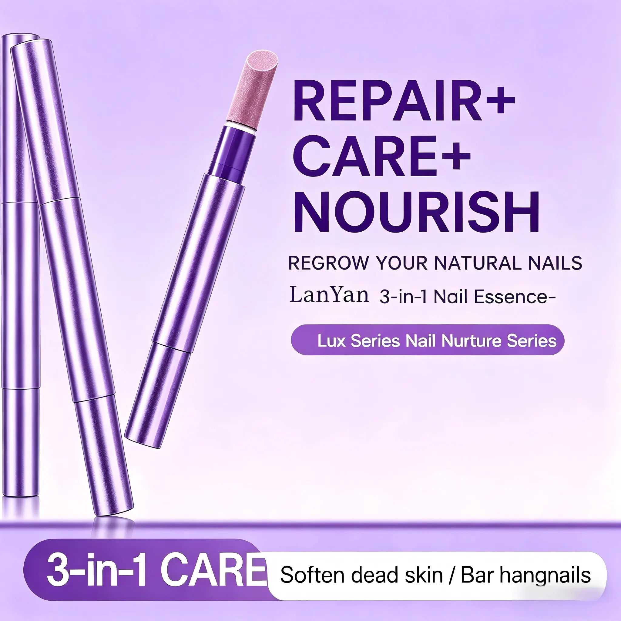 3-in-1 Cuticle Oil Pen with Pusher & Hangnail Remover - Moisturizing & Strengthening Treatment for Dry, Damaged Nail Repair, Nail Care