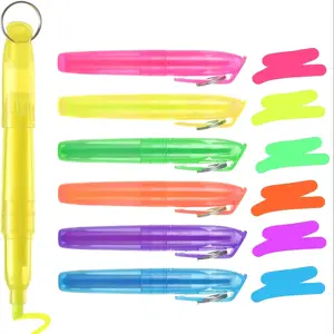 6 Pcs Mini Compact Size Highlighters Assorted Colors with Key Ring Keychain Feature Gifts, Highlighter Markers, Mini Pens for Nurses, Smooth Fluid Ink Liquid pen Badge Teachers Nurses Students Use(Colorful), Office School Supplies