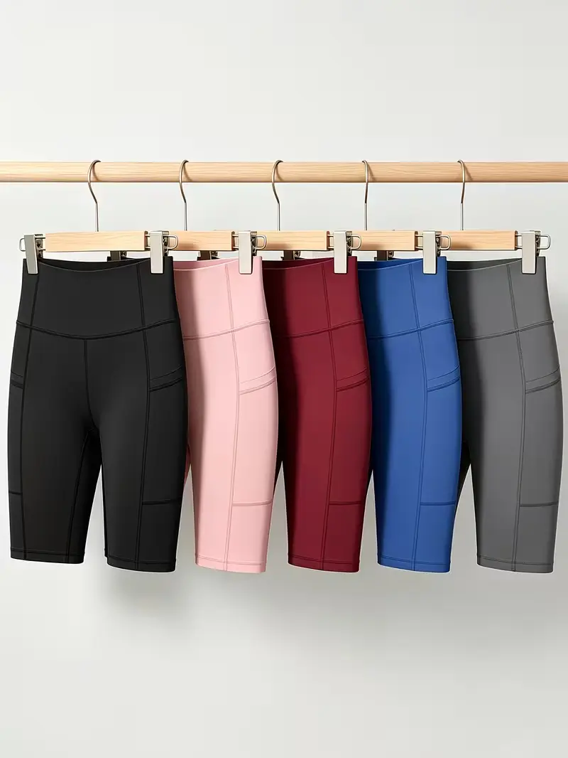 5-Pack Black Gray Red Blue Women’s 5" Inseam Athletic Shorts, High Elastic Soft Fabric, Dual Side Pockets, Quick Dry Breathable Moisture Wicking, Ideal for Gym Workout, Running, Tennis & Daily Summer Casual Activities