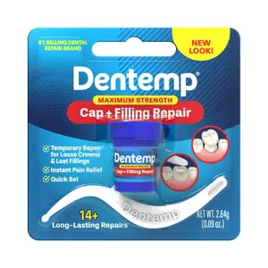 Dentemp Maximum Strength Loose Cap & Lost Filling Repair Kit | Instant Pain Relief, Temporary Dental Cement for Crowns & Fillings | Easy to Use