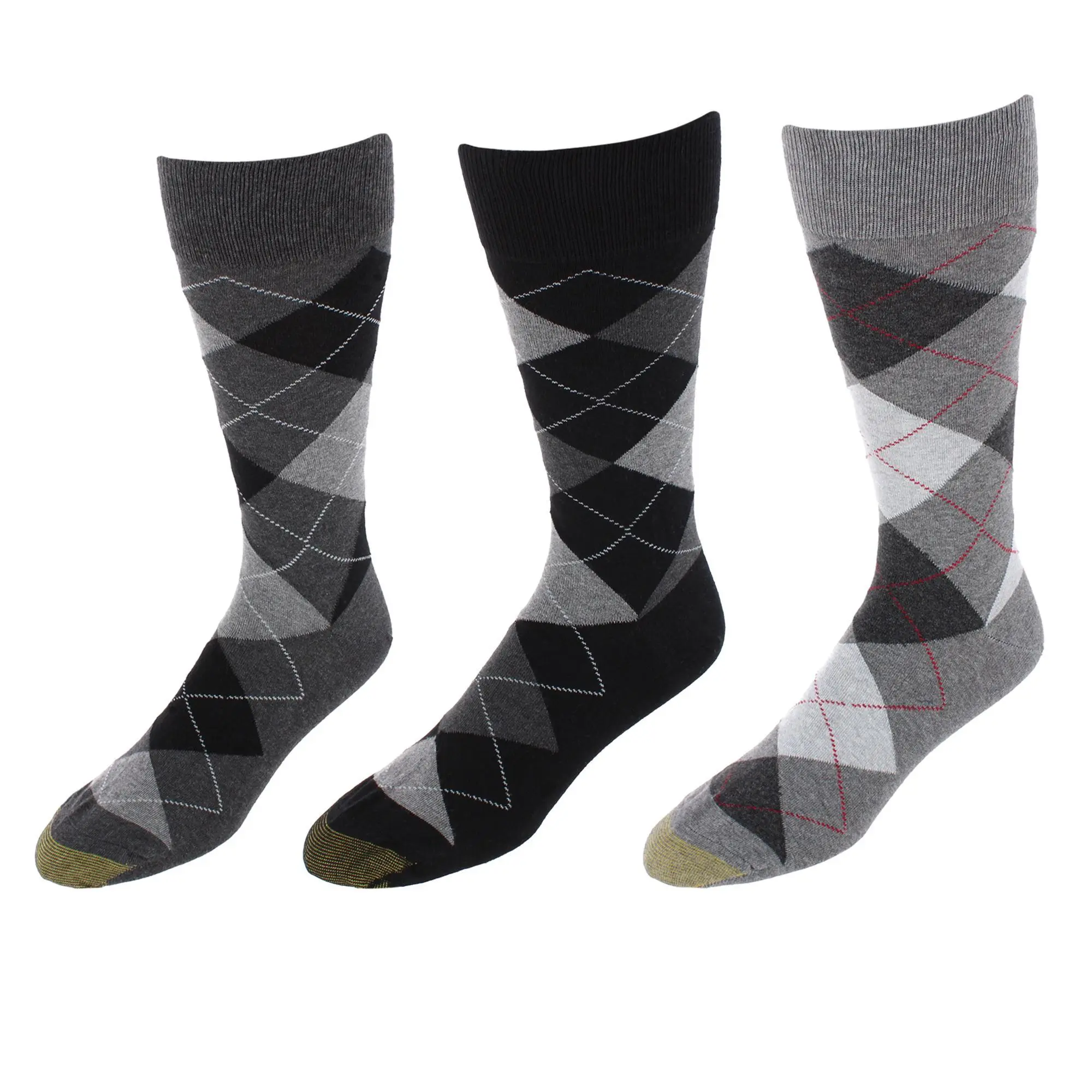 Gold Toe Men's Carlyle Argyle Crew Dress Socks (Pack of 3) - Breathable, Embroidered, Colorful, Casual Mid-Calf Socks for Day Wear & Morning Meetings