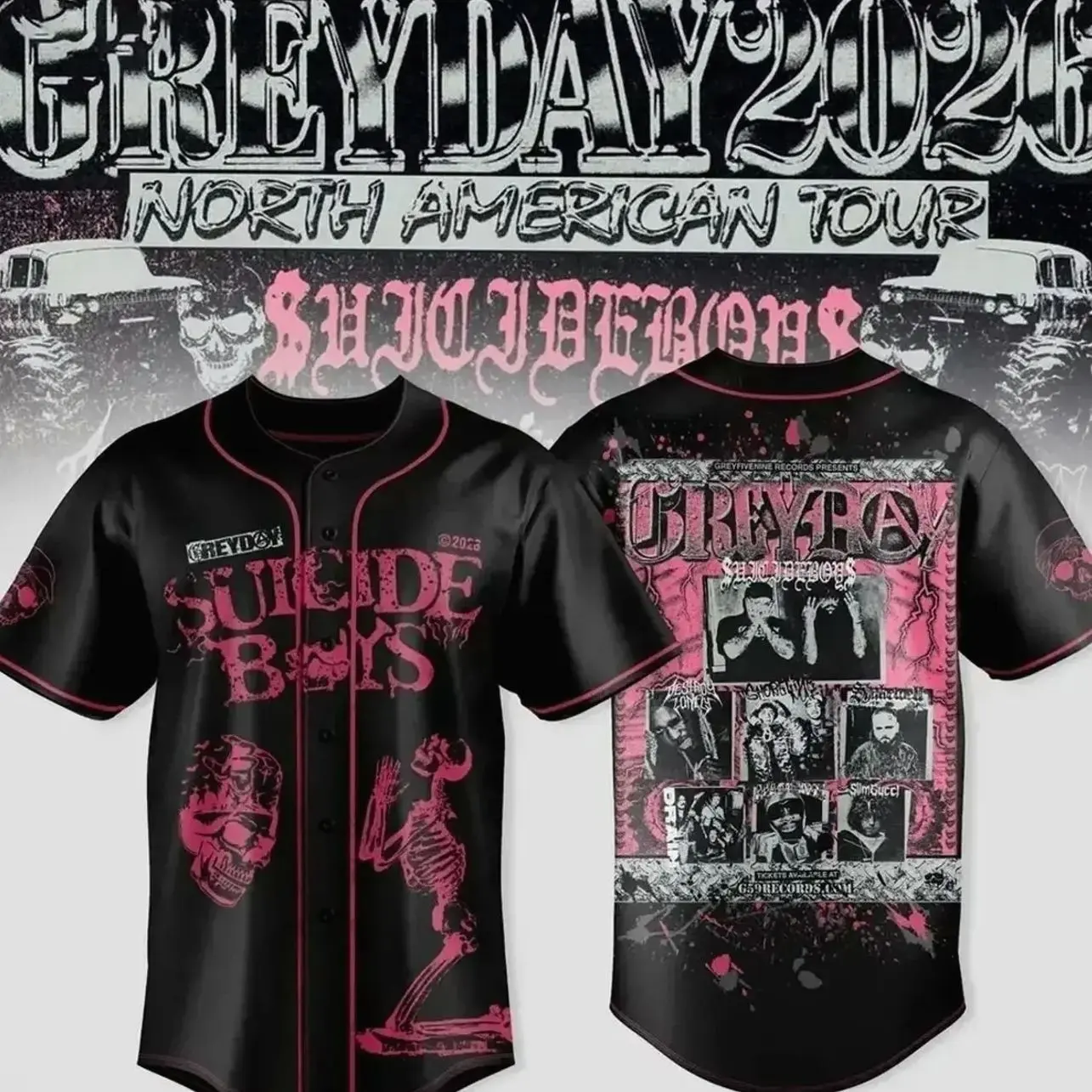 Suicideboy G59 Baseball Jersey, Greyday Tour 2026 Jersey Shirt, Suicideboy Merch Shirt, Tour 2026 Shirt For Fan
