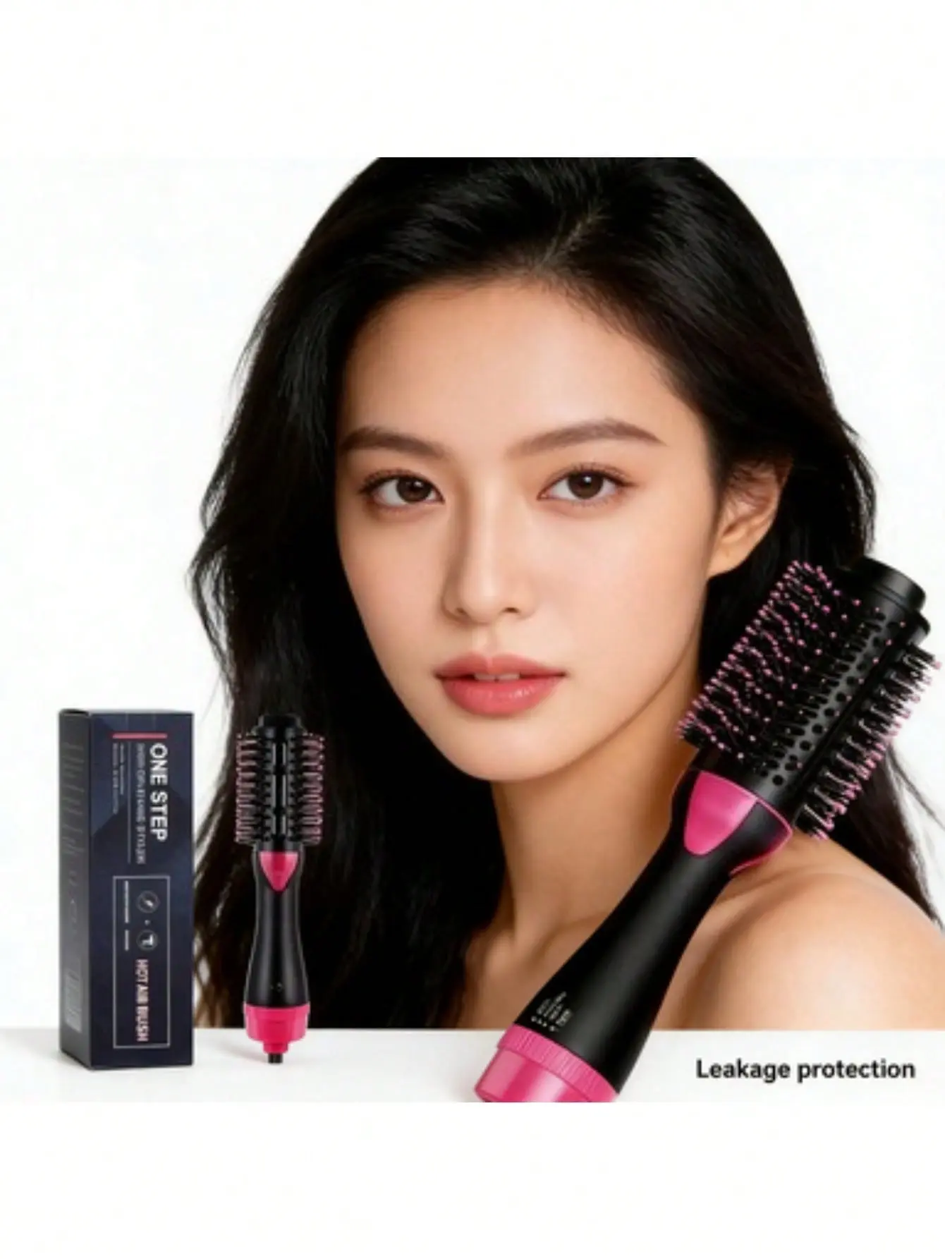 4-in-1 Negative Ion Hair Dryer Brush and Volumizer, 1-Step Styler for Straightening and Curling, Durable Design for All Hair Types, Perfect Gift - Black & Red, Straightening My Hair