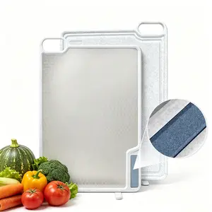 304 Stainless Steel & Food-Grade PP Double-Sided Durable Kitchen Chopping Board - Built-in Sharpener, Food-Grade Non-Toxic, Space-Saving Self-Standing, Non-Slip Stable Kitchen Prep Surface