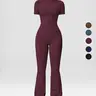 Nvwaurban Women's Short-Sleeve Zip-Front Nylon Blend Bodysuit - Breathable, Skin-Friendly, Slim-Fitting, Butt-Lifting Camisole, Stylish Women's Wear, Cute Trendy Clothes, Female Stylish Clothes, Sports Outfits for Yoga, Gym,outdoorfun