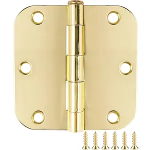 Golden round corner door hinge, 3.5 inches, flat iron double fold door hinge, easy to install, standard hinge, no squeaking sound, suitable for bedroom interior doors, hardware control