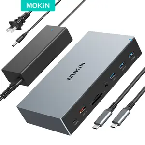 MOKiN USB C Displaylink Docking Station Dual Triple Display For MacBook M1 M2 M3/Dell/HP/Lenovo with 3 HDMI, 2 DP, DC Power, USB A&C