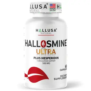 HALLUSA NATURAL HALLOSMINE ULTRA x 60 Capsules Diosmin 500 mg Hesperidin 150 mg Circulatory Support Healthy Veins Supplement for Optimum Vein Comfort
