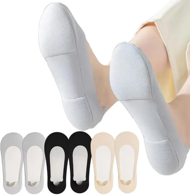 3/6 Pairs Women's No-Show Cotton Socks – Non-Slip, Low-Cut Liners for Flats & Sneakers, Breathable Invisible Socks for Spring & Summer