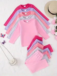 Baby Toddler Newborn Soft Comfortable Knit Fabric Solid Color Long Sleeve Top and Pants Set, Clothing, 10 Piece Pack, Variety Gift Set, Ideal for Daily Wear