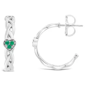 Goddaughters Sterling Emerald Celtic Knot HeartHoop Earrings
