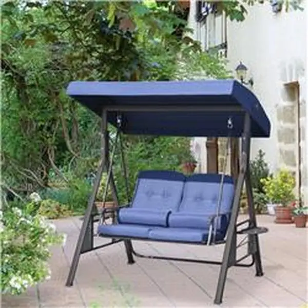 212 Main 84A-258V01DB Outsunny 2-Person Patio Outdoor Canopy Swing with Adjustable Shade, Dark Blue