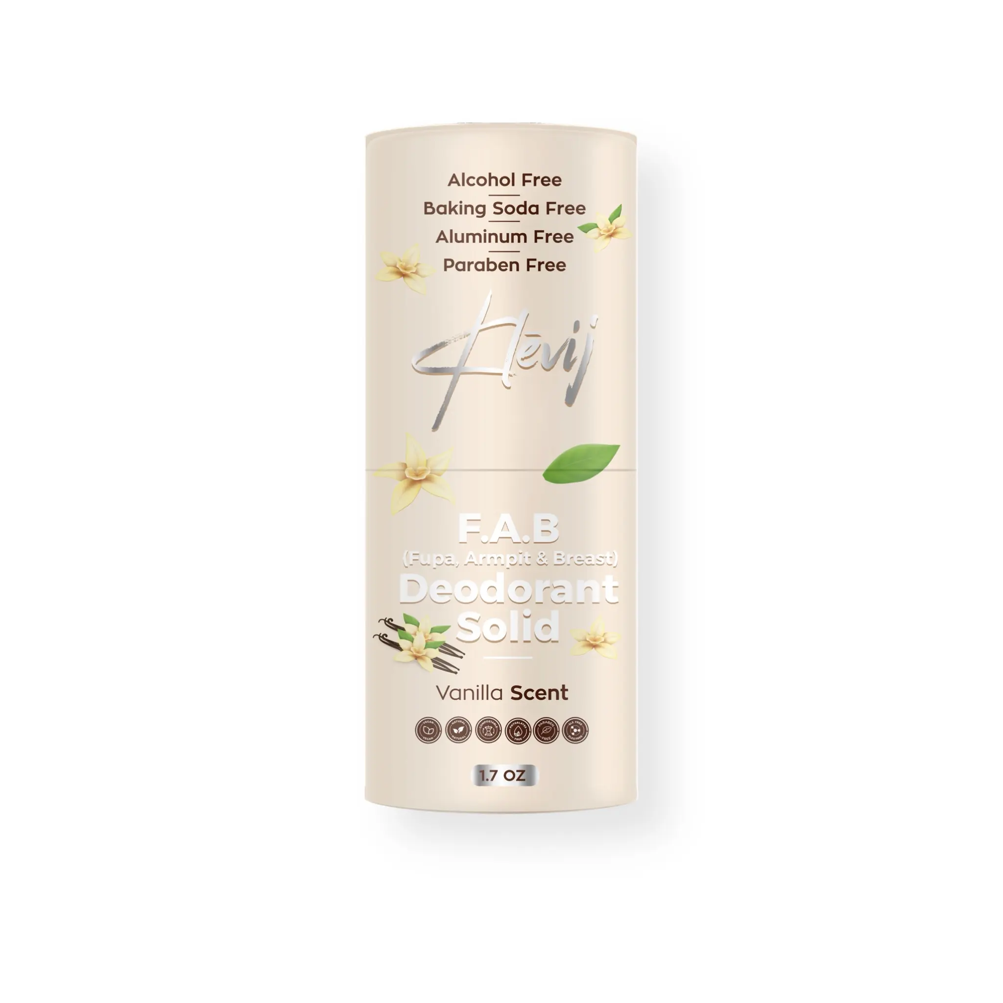 Klevij All Natural Vanilla Scented F.A.B. Deodorant - For Fupa, Armpit, and Breast | Aluminum-Free, Alcohol-Free, Organic, Eco-Friendly 1.7 oz