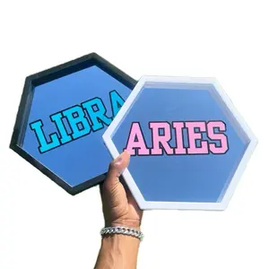 ZODIAC Hexagon-Shaped Mirrors for Personalization - 9x8 Inches Lightweight Modern Decor, Ideal for Dorm Rooms and Parties home office