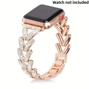 Fashionable Rhinestone Decor Watch Band, Elegant Metallic Watch Band for Women, Wearable Accessories Smart Watch Straps Compatible with iWatch Series Ultra 9 8 7 6 5 4 3 2 1 SE Smartwatch Accessories