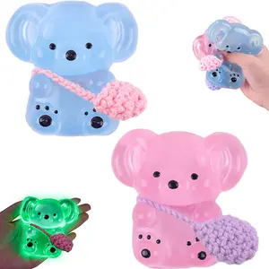 2 Pcs Koala Squishies Toys, Soft Crystal Koala Glow in The Dark Squeeze Stress Relief Toy, Cute Animal Squishies Sensory Fidget Toy for Kids and Adults (3.4Inch)