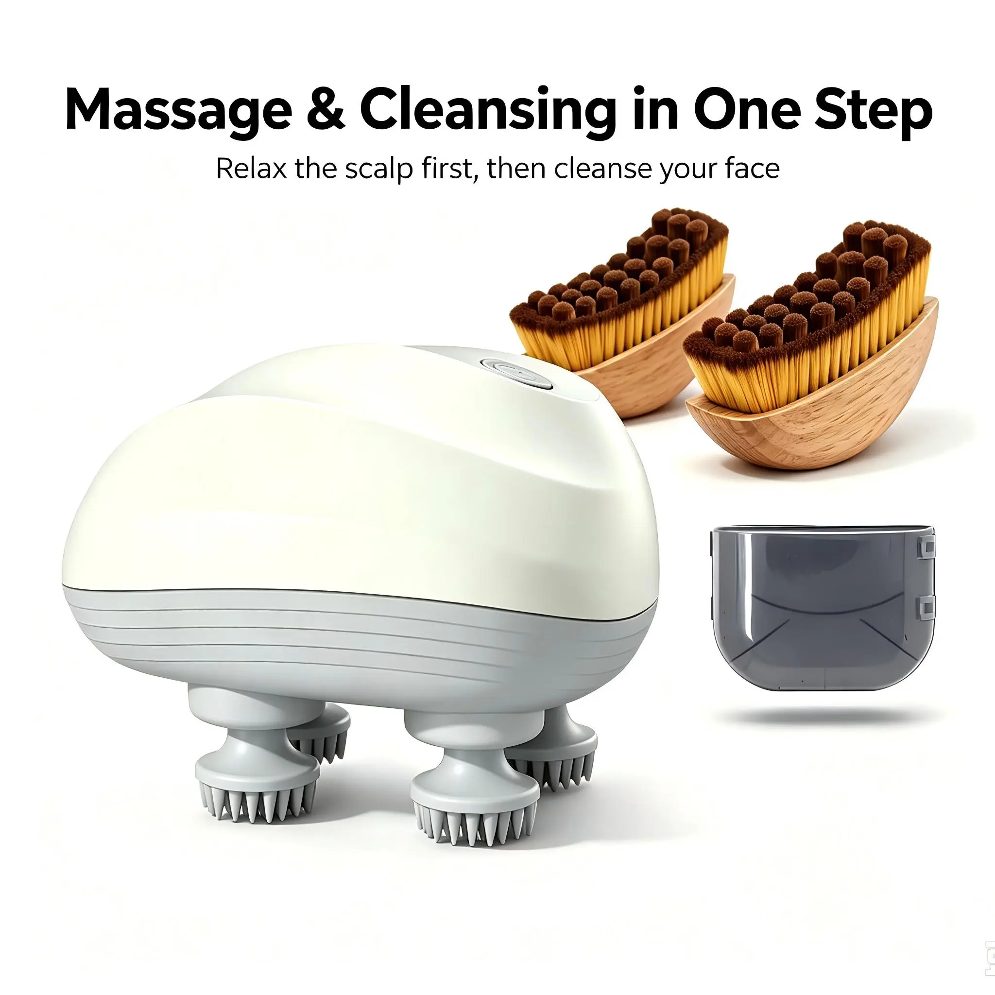 [Buy 1 get 2 facial brushes for free] Newly launched handheld portable wireless scalp massager, suitable for both dry and wet use, comfortable head massage, relaxing scalp cleaner, promoting hair growth, a great gift product