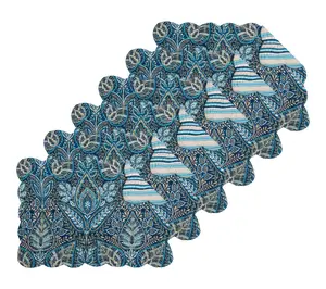 Bailey Blue Reversivle Quilted Placemat Set of6 by Valerie