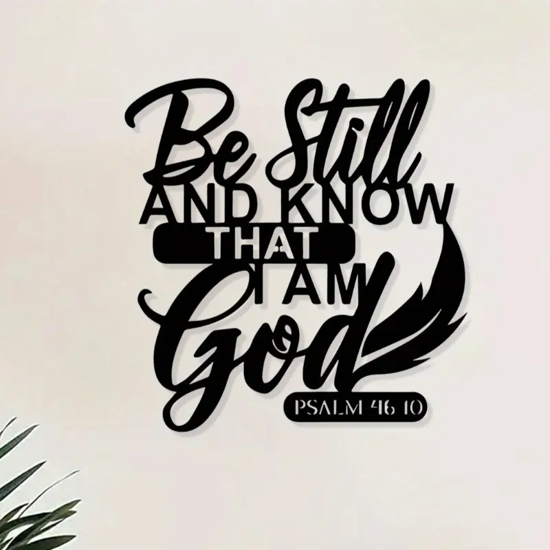 1 piece of vintage Christian metal mural with the words' calm down, know that I am God 'and Psalm 46:10- beautiful lead iron religious decoration, Religious Home Decor, Ornaments, suitable for churches, bedrooms, Christmas - powder coated durable gifts