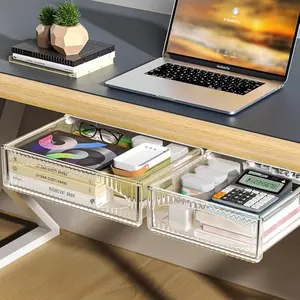 Under Desk Drawer Slide Out, Self Adhesive Drawer Organizer, Hidden Storage Drawer, Stick on Drawers, Desk Accessories, Work Organizer, Files Organizer, Office Supplies