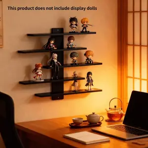 Adjustable Five-Layer Floating Wall Shelf, Easy Assembly Storage Rack for Mini Figurines, Ideal for Dolls, Statues, Toys
