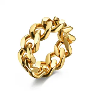Titanium Steel Chain Ring Minimalist luxury Hip Hop Style Statement Knuckle Ring for Men