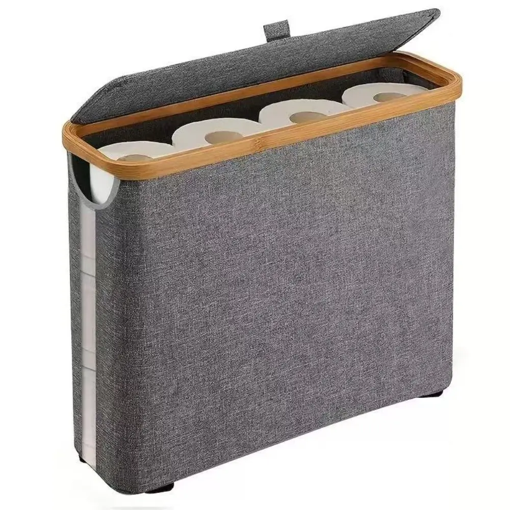 Toilet paper basket, bamboo toilet paper storage - bathroom storage with bamboo lid, large-capacity toilet paper holder, Bathroom Organizer, Bathroom Accessory, Bathroom Organization