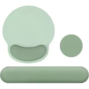 THE HANDY HIVE Z-RGP17   Wrist Rest Support for Mouse Pad&Keyboard Set, Circle Curved Ergonomic Mousepad&Coaster Non-Slip Base Home/Office Pain Relief&Easy Typing Pad with Soft Cloth&Raised Memory Foam, Antique Green
