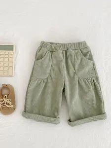 New Spring Autumn Baby Pants, Toddler Boys Girls Corduroy Pocket Straight Leg Long Pants, Baby Girl Clothes, Cute and Stylish Clothing