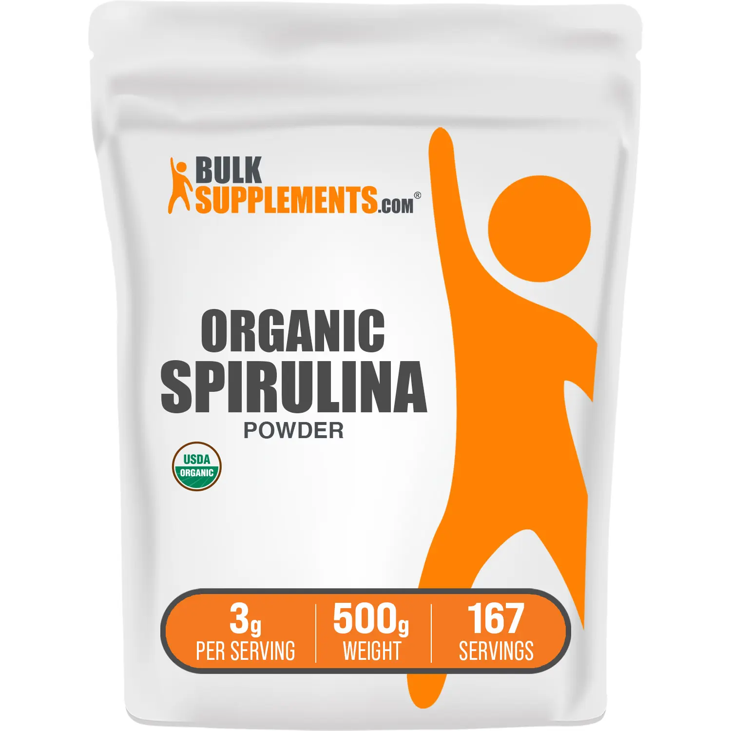 BulkSupplements Organic Spirulina Powder - Healthcare Edible Dietary Supplement - Immune Support, Energy Boost - 500g, 3g per Serving