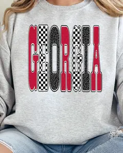 Checkered & Cheetah Georgia Heavy-weight Crew Sweatshirt