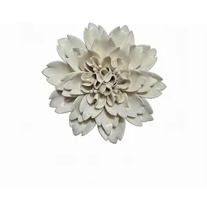 CEUYGT Ceramic Flowers 3D Wall Art Decor Handmade 3D Wall Art Hanging Sculpture for Living Room Bedroom White Peony 4.72"