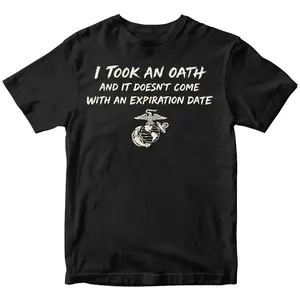 Men's USMC Semper Fi T-Shirt - Menswear Round Neck Short-Sleeve Top, Marines Oath Honor Duty Commitment Graphic Tee, Veteran Support Gift, Patriotic Casual Outfit
