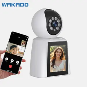 WAKADO 2K Video Call Security Camera Indoor, Nanny Camera Monitor Pet Camera,Two-Way Video,One-Touch Call,360° Digital Recording Sd Audio Card cameras for home mini camera