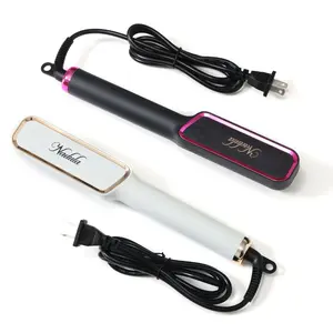 Nadula Straightener Brush Fast Heating Straightening Brush Hair Straightener with Anti-Scald Feature Flat Iron For Women