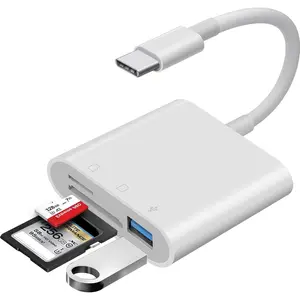 USB-C SD Card Reader, Memory Card Reader for  SD/SD Cards, Type C SD Adapter Compatible with  15 16,  Galaxy, MacBook, iPad and More USB C Devices - 3 Slots