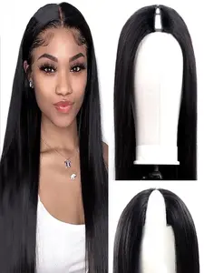 Real-Look V Part Straight Wig No Growth Period, No Sewing, No Glue Required; Clip-In Partial Wig; 150% Density; Natural Black; Mother's Day Limited Edition