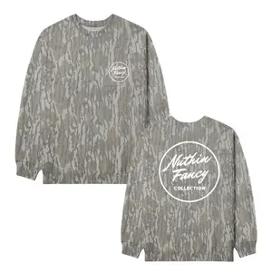 Washed Out BOTTOMLAND Nuthin Fancy Men’s Tibbee Flex Camo Sweatshirt with Tree Print, Long Sleeve Outdoor Hunting Pullover Hooded, Soft & Durable Camouflage Sweatshirt, Gift for Men, Gift for Her