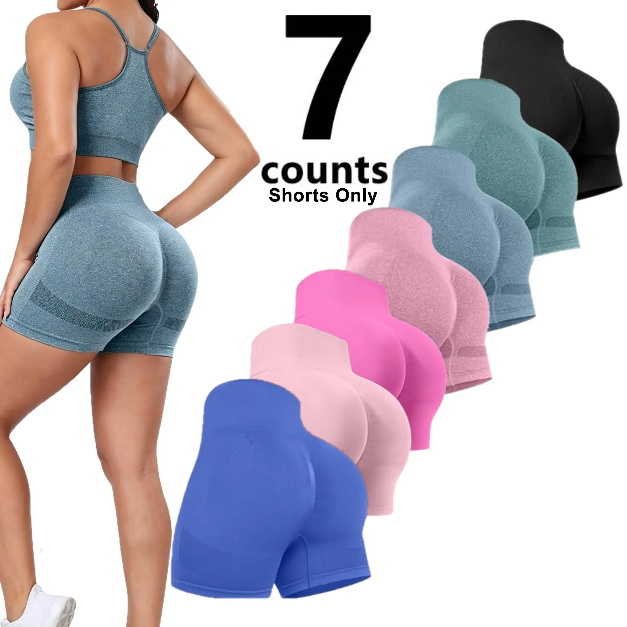 【Limited Time Deal】【Fast Shipping】Women's High-Waisted Gym Butt-Lifting Scrunch Butt Seamless CC-Peach Shorts, Female Nylon Blend Snug Fit Women's Gym Wear (Shorts Only)