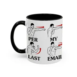 Stylish Classic Ceramic Coffee Cup, Funny "Per My Last Email" Printed Boxing Themed Drink Mug, Washable Coworker Gift - scs15996