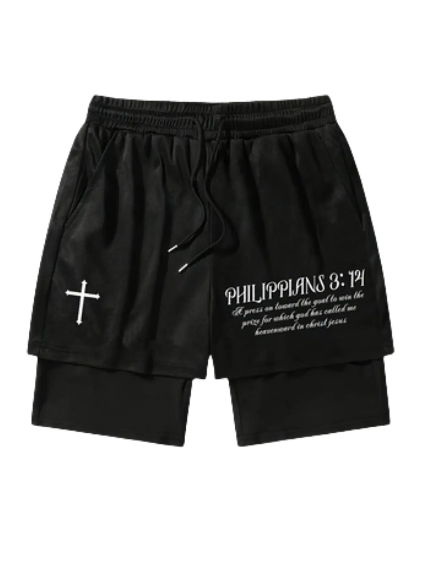 THE CROSS Performance Shorts Summer Double Layer Beach Pants Fitness Training Pant Sports