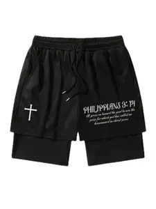 THE CROSS Performance Shorts Summer Double Layer Beach Pants Fitness Training Pant Sports