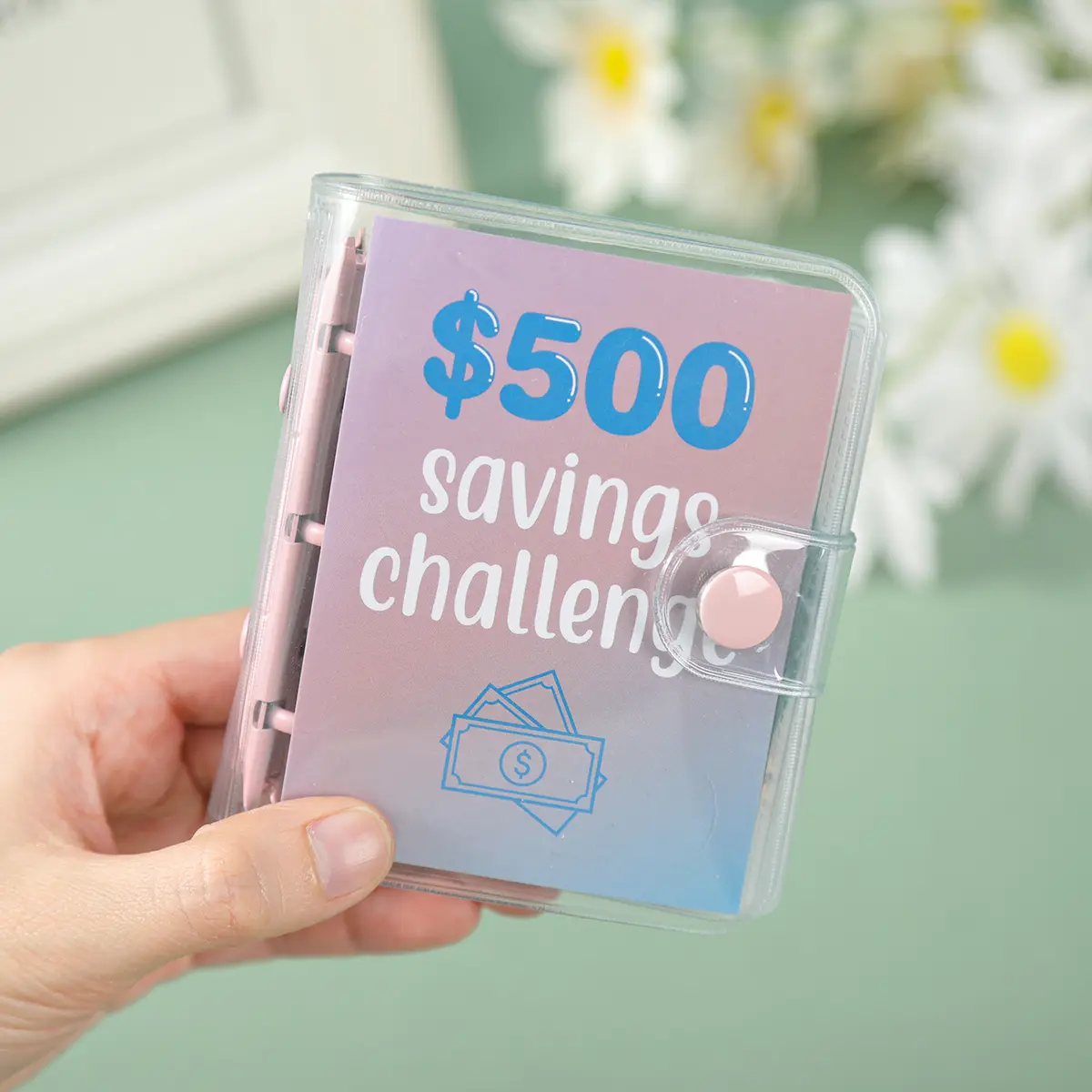 Mini Binder Budget Financial Planner - $500 Cash Envelope Wallet with Cash Tracking, Challenge Cards & Flexible Plan (Office Stationery Notebook), Budgeting, Money Management