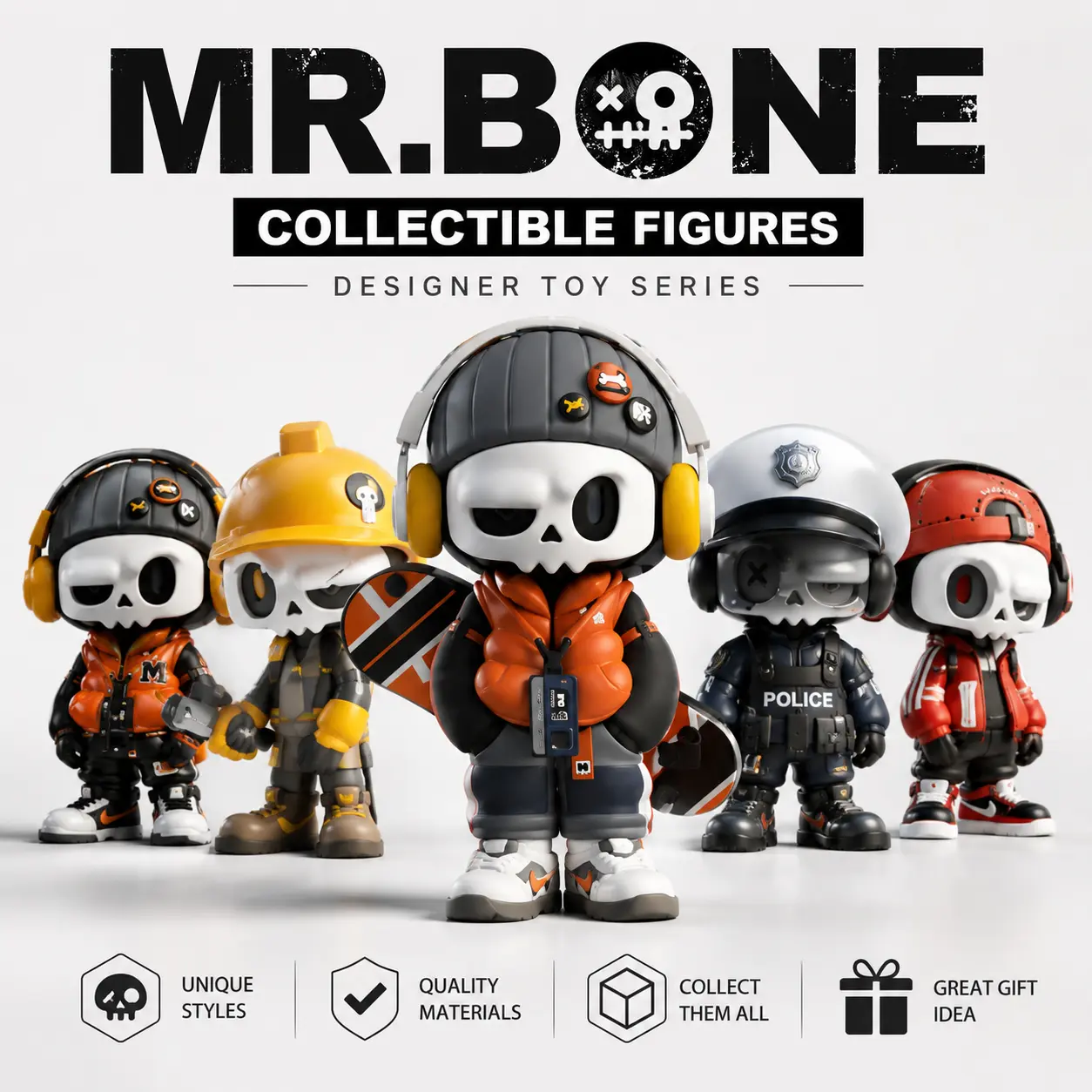 【MR.BONE】 Back to the Future Series Blind Box Toy, TikTok Viral 2.67in Random Mystery Action Figure, Cute Retro Sci-Fi Art Toy, Desktop Display Collectible, Surprise Graduation Holiday Gift for Boys