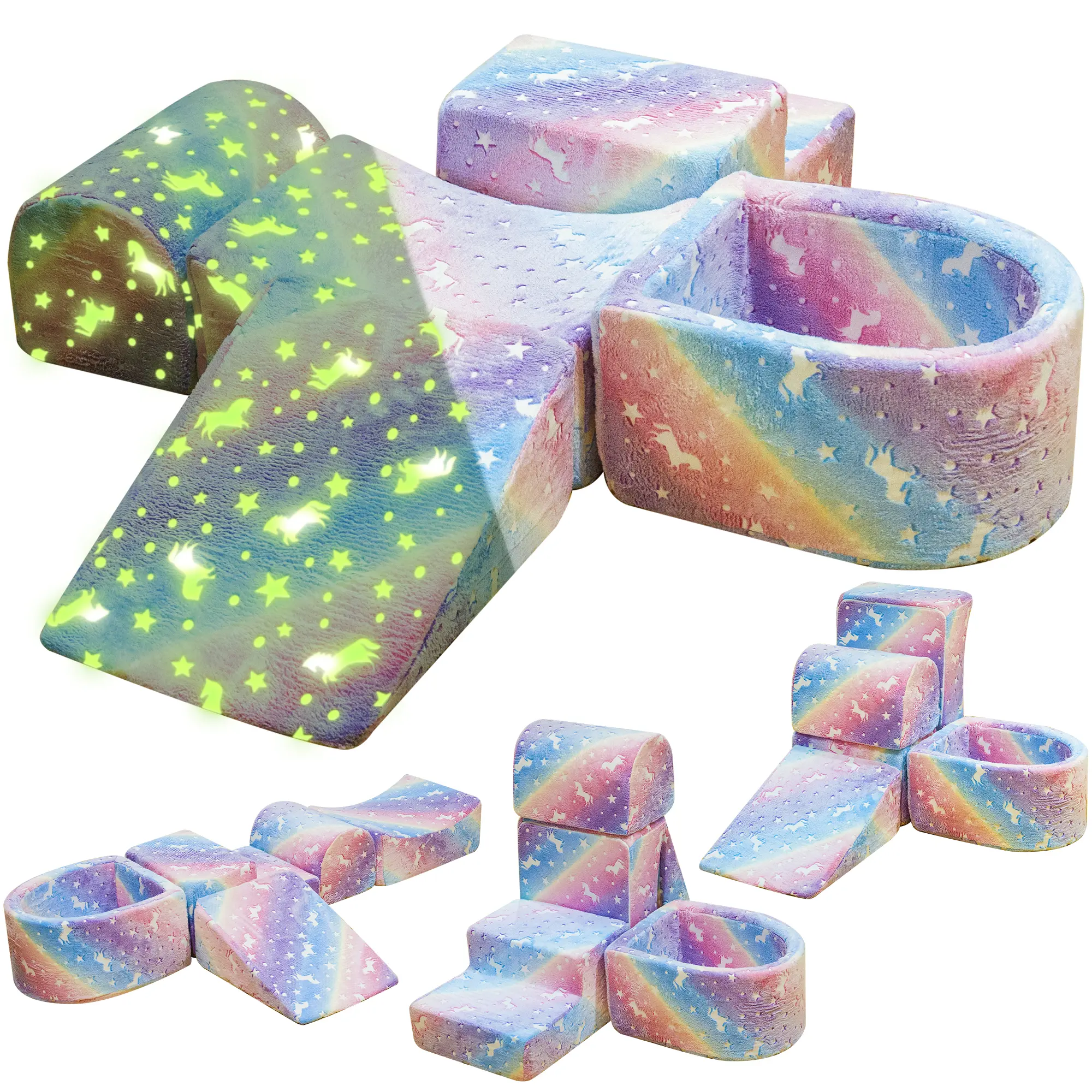 Lamerge Dino Theme Adventure Modular Crawling Play Blocks for 3-4 Years Unisex Kids, Lightweight Glow-in-the-Dark Soft Foam Set with Colorful Dinosaur Pattern, Indoor Playground Equipment for Safe Nighttime Glow Play Home Essentials