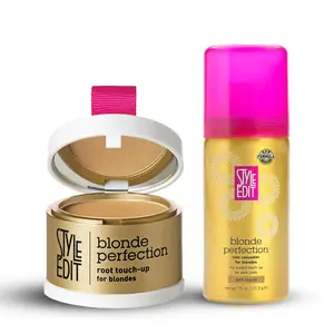 Style Edit Blonde Travel Duo: Root Touch Up Powder & Travel Size Root Concealer Spray, Salon Quality Color & Hairline Powder